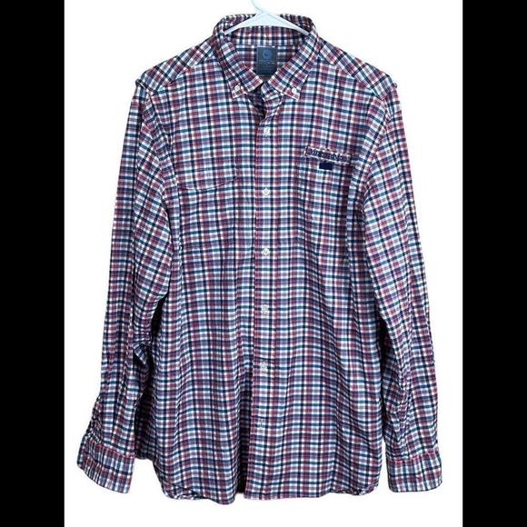 Vineyard Vines Blue Plaid Seersucker Button Up Harbor Shirt Mens Medium - Picture 1 of 5